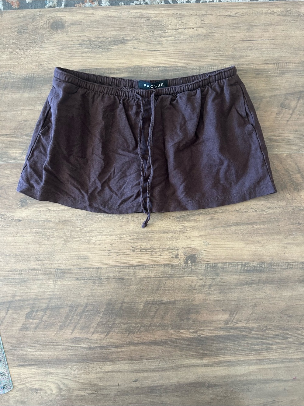 PacSun Women's chocolate Brown linen blend Shorts skirt skirt ultra mini